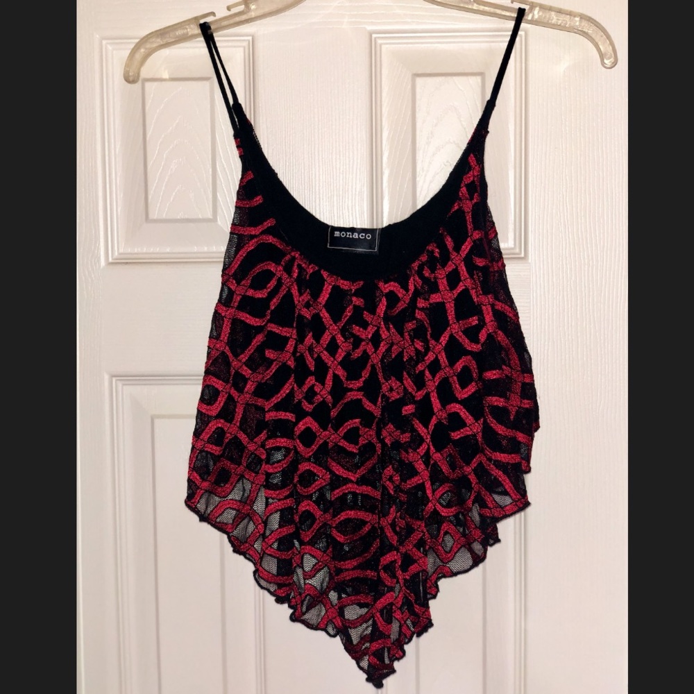 Monaco Red&Black flouncy crop top